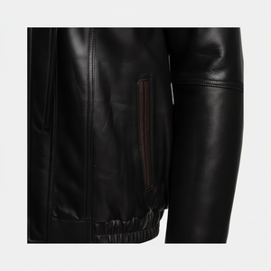 Chaqueta de cuero gruesa personalizada para hombre, chaqueta de cuero de estilo aviador marrón y negro de Byrne con cuellos extendidos, piel de oveja - Product Image 1