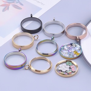 Promozione di alta qualità in acciaio inox <span class=keywords><strong>Floating</strong></span> ciondolo ciondolo medaglione di vetro di memoria rotonda collana per finestre per ceneri - Product Image 6