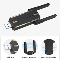 Adaptateur WiFi 6 USB3.0 haute vitesse 1800 Mbps, carte réseau sans fil pour ordinateur, dongle WiFi double bande 802.11ax, pilote gratuit pour PC