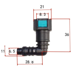 Airship L-Type Plastic <b>Quick</b> <b>Connector</b> 7.89mm 10X8 Bend For Automotive Rubber Hose Application - Product Image 1