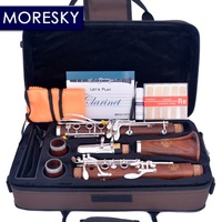 MORESKY Rosewood Professional Clarinet 18-Key Bb Silver Plated Nickel Silver Surface Customizable M121 Mopane Body