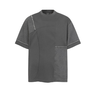Camiseta Holgada de Manga Corta con Cuello Redondo y Bloques de Color Estilo Patchwork para Hombre, Estilo Hip <span class=keywords><strong>Hop</strong></span> Desestructurado, Casual y Urbano - Product Image 2