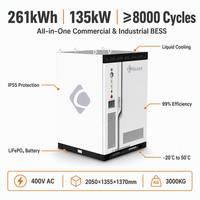 Système BESS tout-en-un de qualité industrielle 261 kWh 135 kW à refroidissement liquide, 8000 cycles, IP67 pour stockage solaire commercial en usine