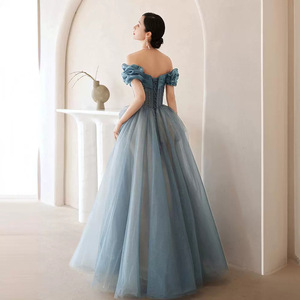Off The Shoulder Evening Gown Empire Waist Ball Gown Chiffon Ruffles For Formal Events - Product Image 4