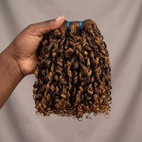 Extensioni di capelli umani vergini indiani Remy grezzi, super doppiamente tirati, colore piano, riccioli pixie, con mèches, cuticole allineate