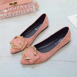 Xuanhui vendita calda nuova moda pelle scamosciata punta punta bella fibbia in metallo scarpe pieghevoli appartamenti per le donne - Product Image 1