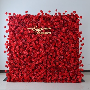 Nouvelle <span class=keywords><strong>tendance</strong></span> 2025, décoration de mariage en rose rouge artificielle, rideau de fleurs enroulable 5D, mur de fleurs - Product Image 1