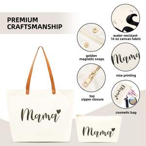High Quality Portable Canvas Tote <strong>Bag</strong> Large Capacity Letter Pattern Practical Multifunction Trendy Mommy Baby Day Shopping <strong>Bags</strong> - Product Image 3