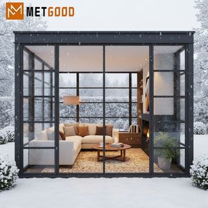 METGOOD - Invernadero de Aluminio y Vidrio Insonorizado para Jardín, Oficina o Terraza, Espacio de Trabajo Remoto para Tres Estaciones - Product Image 3