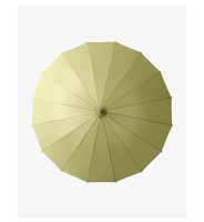 Parapluie coupe-vent LM-H long en similicuir 16K à poignée incurvée de couleur pure pastel pour femmes avec contrôle manuel sans goutte