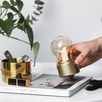 Lampe de bureau LED classique à soufflerie, lumière décorative rétro, veilleuse USB rechargeable, lampe de table LED décorative