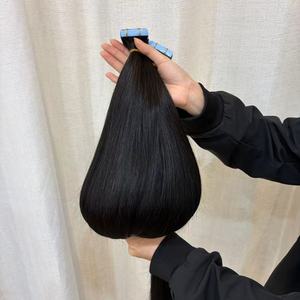 Extensiones de Cabello Humano Adhesivas 100% Naturales Sin Procesar Rusas de Doble Trama Calidad Premium Liso Color Natural para Salón - Product Image 1
