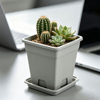 Pot Bunga Plastik Modern untuk Kebun, Lubang Drainase Indoor/Outdoor, Pot Bunga Tahan Lama, Tanaman Indoor Grosir Murah