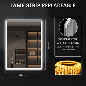 Miroir LED lumineux frontal pour hôtel, homologué ETL, taille personnalisée, étanche, moderne, avec éclairage intégré, pour salle de bain, <span class=keywords><strong>Techno</strong></span> - Product Image 5