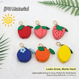Porte-clés en cuir PU avec breloque fruit QY, porte-monnaie zippé, pendentif de sac, accessoire de sac à main pour femme - Product Image 1