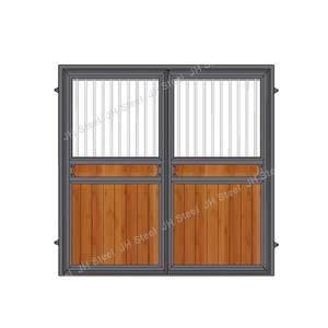 Porte de box équestre en bois de teck et bambou à double battant pour équipement équestre - Product Image 1