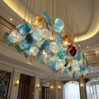 Lustre en verre artistique personnalisé de style Murano, luminaire suspendu pour hall d'hôtel, villa, salon, restaurant, bar, projet de décoration