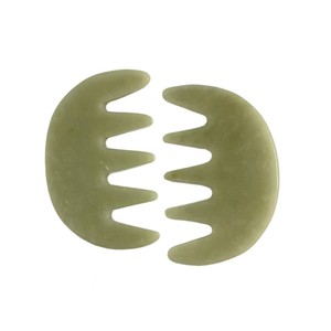 Masseur en jade naturel à cinq dents, peigne en jade Xiuyu, rouleau pour le grattage des méridiens et le massage du corps - Product Image 6