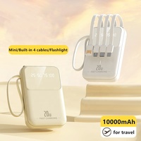 Power Bank Mini Grosir Pabrik 10000mah 2 Output USB Kabel Terpasang Layar LED Lampu Pegangan Powerbank Pengisi Daya Portabel