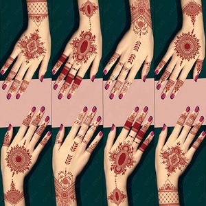 Di alta qualità Waterproof Body Art Mehndi Mandala rosso marrone marrone marrone <span class=keywords><strong>indiano</strong></span> <span class=keywords><strong>hennè</strong></span> tatuaggio adesivi personalizzati - Product Image 2
