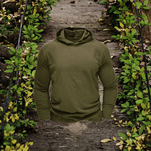 Sweat à capuche polaire doublé à col montant uni pour homme, hiver 2024, 50% coton 50% polyester, écologique - Product Image 3