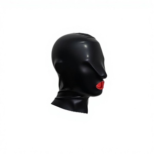 Fournisseur direct d'usine, masque en latex 2D gaufré pour adultes avec <span class=keywords><strong>tube</strong></span> nasal et fermeture à glissière, masque BDSM assemblable ODM - Product Image 1