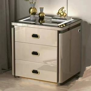 Smart Bed <strong>Side</strong> <strong>Storage</strong> <strong>Table</strong> Wireless Charging 3 Drawers Safe Fingerprint Lock Led Light Cabinet Bedroom Furniture Wholesale - Product Image 5