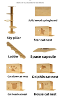 Villa pour chat en bois de luxe à plusieurs niveaux avec espaces libres et compartiments pour exposition intérieure