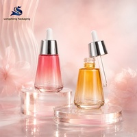 Flacon compte-gouttes en verre dégradé de 50 ml avec bouchon argenté, estampage à chaud or/argent, vide, pour huiles essentielles pures, sérums de soin
