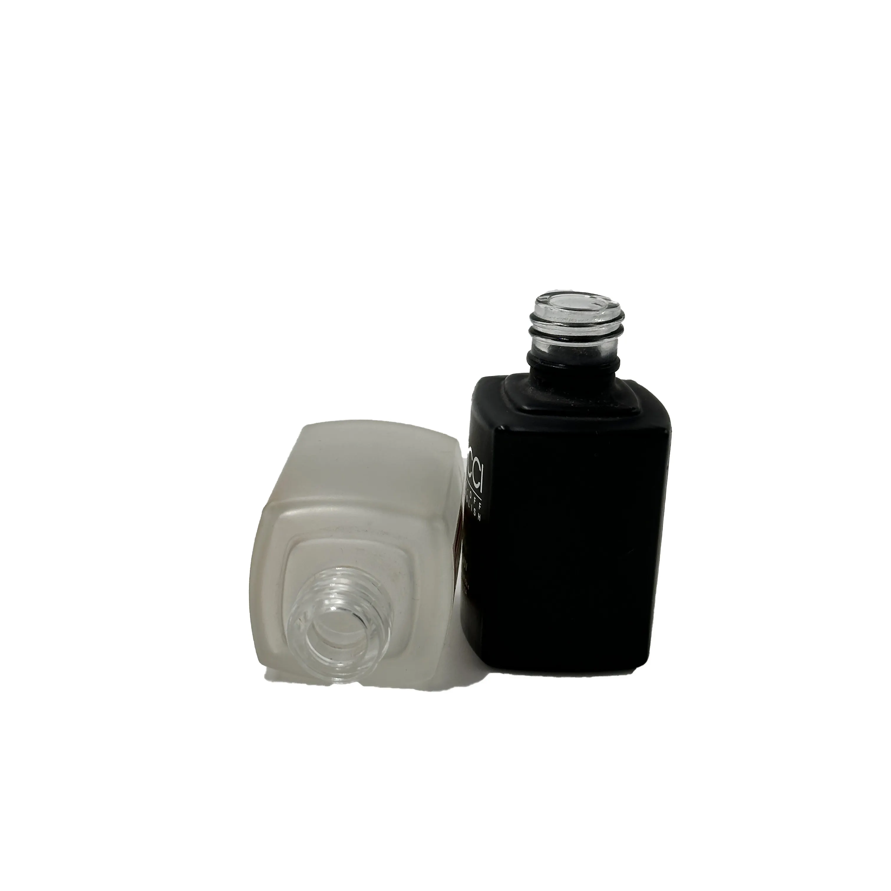 Mini botellas cuadradas de esmalte de uñas vacías de vidrio negro