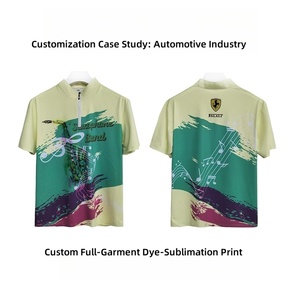 Maßgeschneiderte Sublimations-Bekleidung 100% Polyester Allover-Druck Sommer Schnelltrocknende Firmen-Arbeitskleidung Kurzarm-Poloshirt mit Kragen - Product Image 2