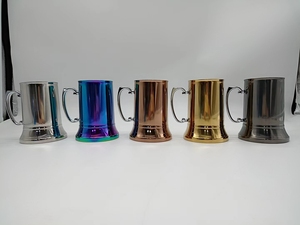 Ly bia cổ điển bằng thép không gỉ 304, hai lớp, kiểu dáng cổ, dung tích 450ml/580ml, có tay cầm - Product Image 6