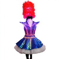 Robe de cosplay gothique LED pour carnaval avec couvre-chef, vêtements lumineux dans le noir, costume de performance de danse LED pour spectacle de scène en boîte de nuit