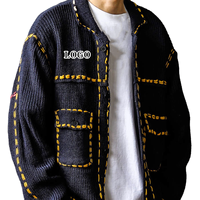 Pull en coton tricoté sur mesure OEM/ODM 2025 à 2026, pull personnalisé à col rabattu à simple boutonnage, cardigan personnalisé pour homme