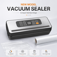 Sellador de Alimentos al Vacío Eléctrico de Doble Succión, de Acero Inoxidable, con Bolsa Enrollable, -80Kpa
