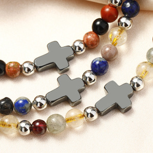 Pulsera cruzada <span class=keywords><strong>de</strong></span> hematita religiosa <span class=keywords><strong>para</strong></span> hombre con cuentas <span class=keywords><strong>de</strong></span> piedras preciosas naturales Confirmación cristiana Comunión Bautismo Regalo <span class=keywords><strong>de</strong></span> Pascua Versículo <span class=keywords><strong>DE</strong></span> LA Biblia - Product Image 4