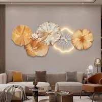 Lotus feuille poisson salon décoration fond mur art nouveau style avec horloge murale acrylique lumière lumineuse peinture