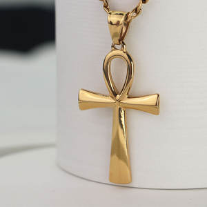 Collar con Colgante de Cruz Ankh <span class=keywords><strong>Egipcio</strong></span> <span class=keywords><strong>Copto</strong></span> Vintage Simple, Oración de la Serenidad Antigua, Acero Inoxidable, para Hombre - Product Image 5