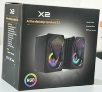 Speaker X2 kabel Usb, untuk komputer Audio Multimedia pencahayaan warna-warni Rgb Desktop Game Audio
