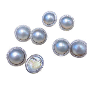 Pendientes de perlas de Tahití de plata S925 chapados en platino, pendientes redondos de 16mm con halo de diamantes para mujer, joyería de boda de lujo - Product Image 5