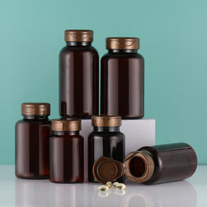 Frasco de Saúde em PET Cor Chá com Impressão em Tela, Tampa Flip-Top para Cápsulas de Óleo de Peixe - Product Image 2