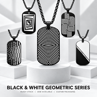 Collier tendance en acier inoxydable noir avec chaîne à maillons, pendentif personnalisé gravé au laser pour les acheteurs de bijoux promotionnels en gros