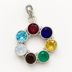 Pendentif en argent sterling plaqué rhodium multi-pierres en gros - Bijoux védiques minimalistes en pierres précieuses naturelles - Product Image 3