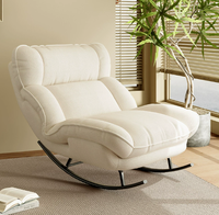Fauteuil inclinable à bascule moderne surdimensionné avec coussin pour adultes, idéal pour l'extérieur et le salon