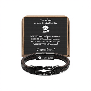 Bracelet en cuir à boucle magnétique, tissé à la main, saison rentrée des classes, motif huit, pierre naturelle pour homme - Product Image 1