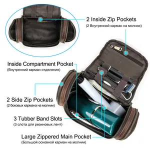 संपर्क का नया पुरुषों का असली लेदर टॉयलेटरी बैग ट्रैवल ऑर्गनाइज़र वॉश बैग डोप किट पुरुषों के लिए टॉयलेटरी सहायक उपकरण के लिए शेविंग बैग