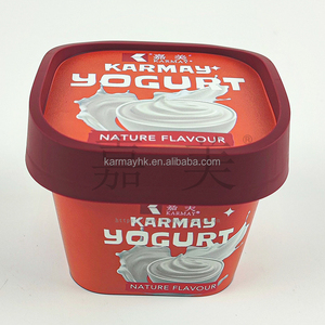 Pot de yaourt KARMAY 125 ml 75 g carré en PP avec couvercle et cuillère, saveur naturelle, étiquetage en moule, emballage en PP de qualité alimentaire jaune - Product Image 6