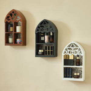 <span class=keywords><strong>Étagère</strong></span> <span class=keywords><strong>murale</strong></span> multi-niveaux en bois avec forme d'arche pointue gothique, type debout durable, support de rangement pour la <span class=keywords><strong>cuisine</strong></span> - Product Image 3