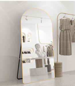 Specchio da pavimento in metallo grande arco dorato lungo lungo da parete appoggiata all'ingrosso della fabbrica specchio incorniciato - Product Image 1