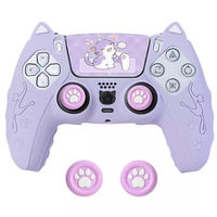 Ensemble de skins pour manette PS5, housse de protection en silicone souple pour manette sans fil PS5 avec 2 capuchons de joystick et 2 autocollants